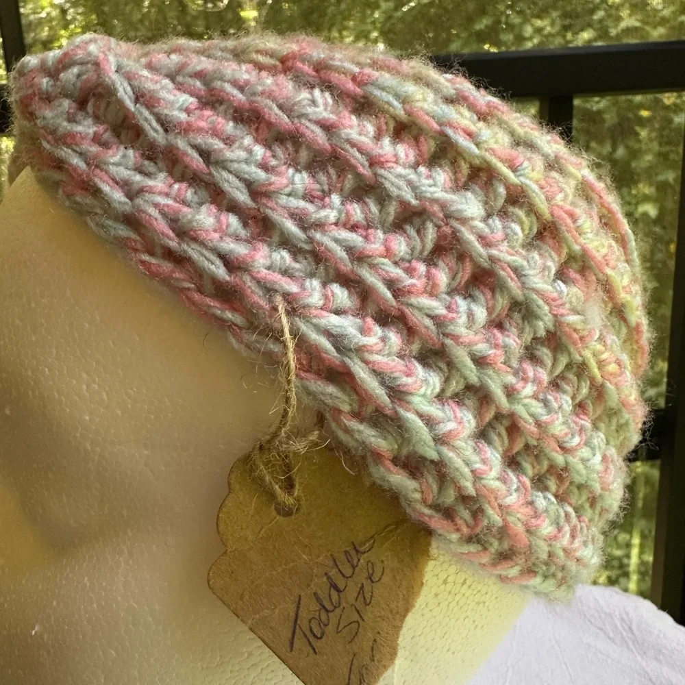 Artisan Hand-Knit Variegated Pastels Soft Decorative Twist Headband ~ Toddler